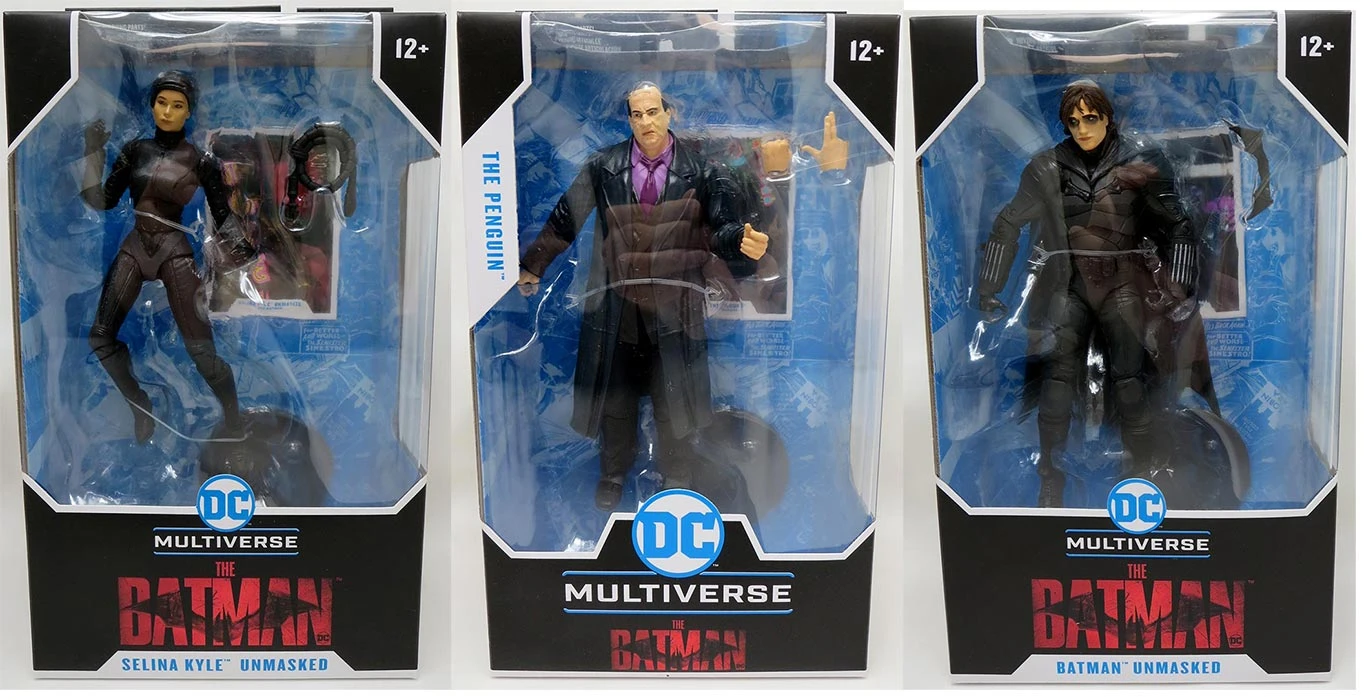 DC Multiverse Movie 7 Inch Action Figure The Batman Wave 2 - Set Of 3 Unmasked (Batman - Catwoman - Penguin) 3 DC Multiverse Movie 7 Inch Action Figure The Batman Wave 2 - Set Of 3 Unmasked (Batman - Catwoman - Penguin)