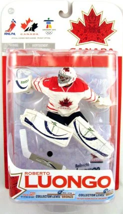 NHL Hockey Exclusive 6 Inch Action Figure Team Canada Special 2010 - Roberto Luongo White Jersey Bronze Level Variant Limit 1250 Pieces (Sub-Standard Packaging)