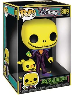 Pop Disney Nightmare Before Xmas 10 Inch Action Figure Jumbo - Blacklight Jack Skellington With Zero #809
