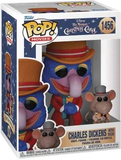 Pop Movies The Muppet Christmas Carol 3.75 Inch Action Figure - Charles Dickens With Rizzo #1456 (Sub-Standard Packaging)