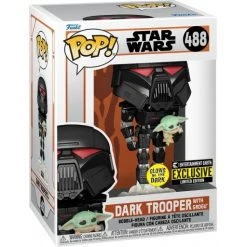 Pop Star Wars The Mandalorian 3.75 Inch Action Figure Exclusive - Dark Trooper With Grogu #488